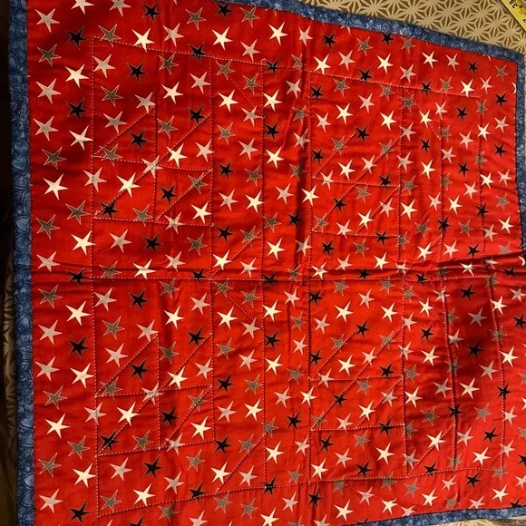 NEW Gorgeous Handmade Mini Quilt Sailboats & Stars Red White Blue Patriotic OOAK